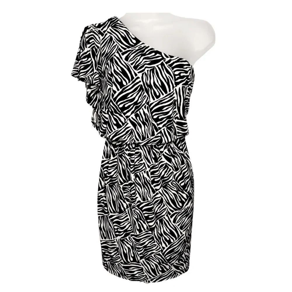 Zebra One Shoulder Mini Dress - Picture 9 of 11